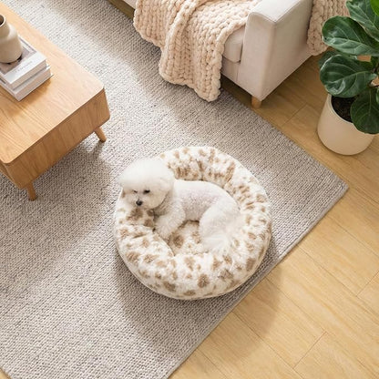 Avont Donut Dog Bed, Round Calming Pet Bed for Small and Medium Puppy Cats, with Removable Cover, Circle-Shaped, Anti-Anxiety, Cozy & Washable -M