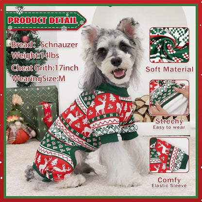 XPUDAC Dog Christmas Pajamas Stretchy Dog Clothes for Small Medium Dogs Boy Girl Puppy Onesie Doggie Jammies Winter Pet Costume Pjs Cat Apparel, Red, Green, M
