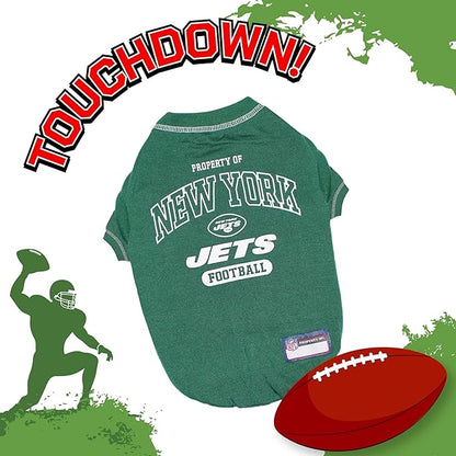 NFL New York Jets Dog T-shirt X-Small. - Licensed Shirt for Pets Team Colored with Team Logos- Premium Stretchable Materials for the comfort of your Dog & Cat