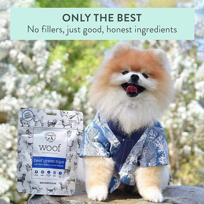 The New Zealand Natural Pet Food Co. WOOF Freeze Dried Dog Treats - Beef Green Tripe, High Protein, Treats Small & for Large Dogs, Natural, Topper or Dog Treat, 1.4 oz