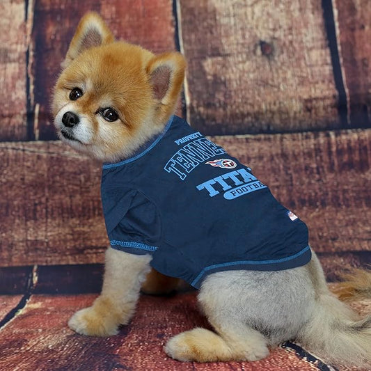 NFL Tennessee Titans Dog T-shirt Medium. - Licensed Shirt for Pets Team Colored with Team Logos- Premium Stretchable Materials for the comfort of your Dog & Cat