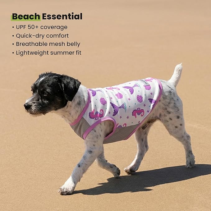 Fitwarm 2 Pack Mermaid & Scale UPF 50+ UV Sun Protection Dog Shirt, Lightweight Cooling Vest, Quick Dry Summer Clothes for Small Dogs Girl, Pet Outfit, Purple, Pink, White, XS