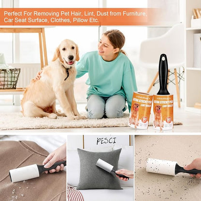 WulaWindy Extra Sticky Lint Rollers for Pet Hair, 1260 Sheets, 6 Handles | Extra-sticky lint rollers with 1260 sheets and 6 reusable handles for pet hair, lint and dust on clothes and furniture.