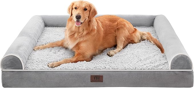 WESTERN HOME Dog Beds Large Sized Dog, Orthopedic Large Pet Bed with Waterproof Lining, Removable Washable Cover and Anti-Slip Bottom Pet Couch, Large Sofa Bed - 36in, Grey