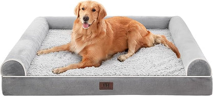 WESTERN HOME Dog Beds Large Sized Dog, Orthopedic Large Pet Bed with Waterproof Lining, Removable Washable Cover and Anti-Slip Bottom Pet Couch, Large Sofa Bed - 36in, Grey