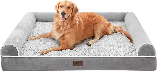 WESTERN HOME Dog Beds Large Sized Dog, Orthopedic Large Pet Bed with Waterproof Lining, Removable Washable Cover and Anti-Slip Bottom Pet Couch, Large Sofa Bed - 36in, Grey