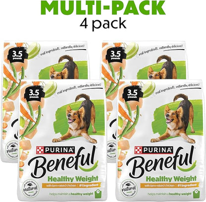 Purina Beneful Healthy Weight With Farm-Raised Chicken Natural Dog Food Dry Formula With Added Vitamins, Minerals and Nutrients - (Pack of 4) 3.5 lb. Bags