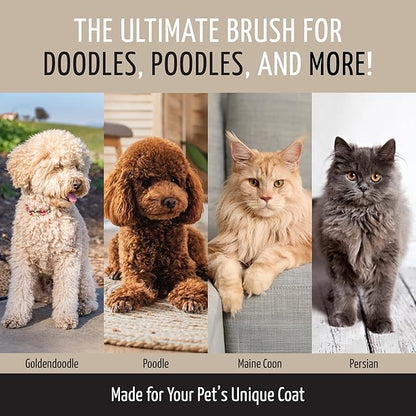 Tauro Pro Line Slicker Brush for Dogs & Cats, Deshedding, Dematting & Detangling Grooming Tool for Medium to Long Coats, Ideal for Doodles & Poodles, Flexible Cushion, Purple, Medium Size (M)