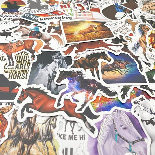 AOWDIAO 100 Pcs Horse Stickers Pack, Waterproof Vinyl Stickers for Water Bottle, Laptop, Horse Party Favors & Gifts for Girls, Women, and Kids