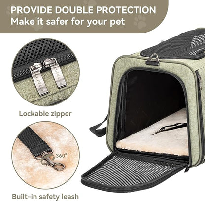Petsfit 19"X12" X12" Expandable Pet Carrier, Square Expansion Reduces Pet Anxiety, Escape-Proof Self-Locking Zippers, 3 Easy-Access Entrances, for Cats & Small Dogs up to 18 lbs