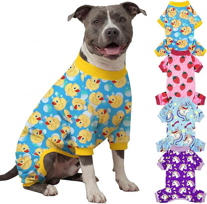 XPUDAC 4 Pieces Dog Pajamas for Large Dogs Pjs Clothes Puppy Onesies Outfits for Doggie Duck Shirts Sleeper for Pet Cats Jammies-XXXL