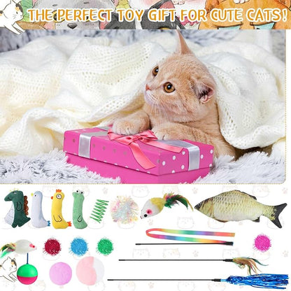 Shappy 150 Pcs Cat Toys for Indoor Cats Bulk, Kitten Toys Pack, Variety Interactive Gift Including Mice Interactive Silent Ball Spring Crinkle Balls Gift for Kitty Kitten Cat