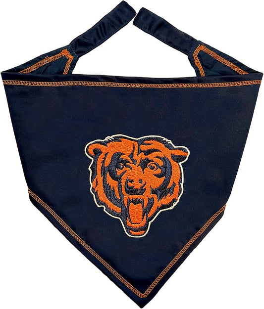NFL Chicago Bears TIE Bandana, Small/Medium. Dog Bandana Scarf Bib for Pet Cat Dog. The Ultimate Game-Day, Party Bandana