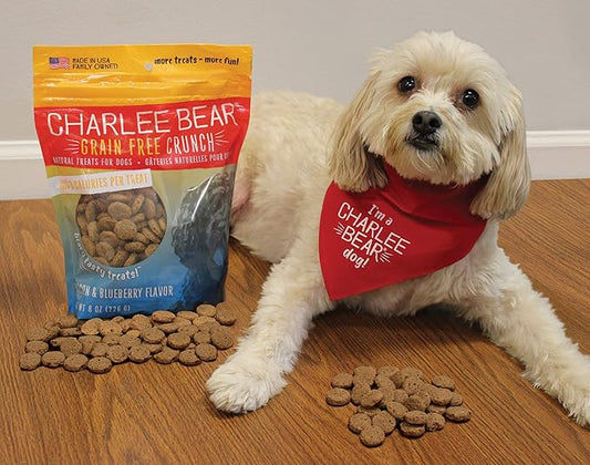 Charlee Bear Grain Free Crunch Dog Treats, Bacon & Blueberry Flavor, 8 oz (Pack of 2)