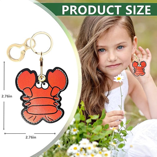 Leather Airtag Keychain Case Holder,Cute Protective Apple Air Tag Cover with Key Ring,Anti-Scratch Hidden Finder GPS Tracker Case for Wallet Keys,Bag,Pets,Backpack(Lobster)