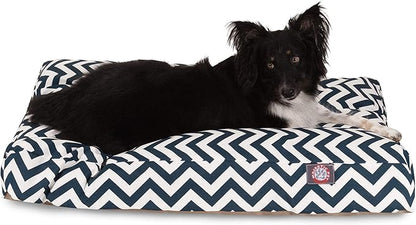 Majestic Pet Chevron Rectangle Dog Bed Washable – Non Slip Comfy Pet Bed – Crate Bed with Removable Washable Cover – Kennel Bed for Sleeping, Polyester Fiber, Large, Navy