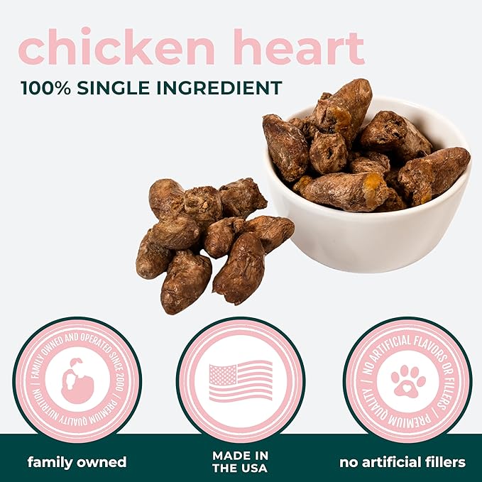 Momentum Carnivore Nutrition Freeze-Dried Chicken Heart Cat Treats – Single-Ingredient, High-Protein, All-Natural, Grain-Free, Naturally Nutrient-Rich – Made in USA – 1.9 oz Bag