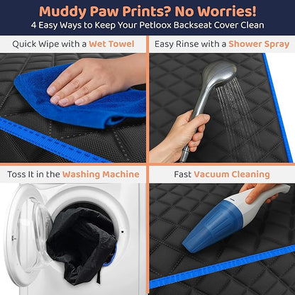 Petloox XL Dog Car Seat Cover for Back Seat, Waterproof Hammock for Car, SUV & Truck, Non-Slip Backseat Cover for Dogs, Heavy-Duty Dog Hammock Style Seat Protector Pets, Easy to Install & Clean