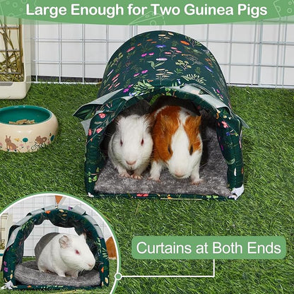 Guinea Pig Hideout Washable Guinea Pigs Tunnel with Curtains Hamster Hideout Cozy Guinea Piggy House Fit for Guinea Pig Cages Soft Guinea Pigs Accessories for Small Animals Hamster/Chinchilla/Bunny