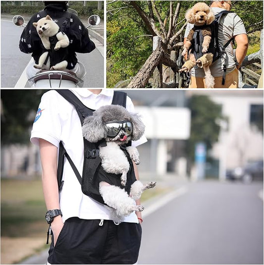 Wakytu Dog Front Carrier Backpacks for Small Dogs, Legs Out Pet Carrier Sling Backpack with Adjustable Padded Ventilated Shoulder Straps, Easy-Fit for Traveling Hiking Camping, XL