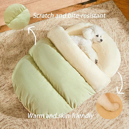Romaneco Bed for Dog and Cat, Pet Bed, Ultra Soft Cute Plush Slipper Cat Cave Bed, Anti Slip Warm Pet House Nest, Self-Warming, Ideal for Indoor Use - Fits up to 25lbs (30"X22", L, Green)