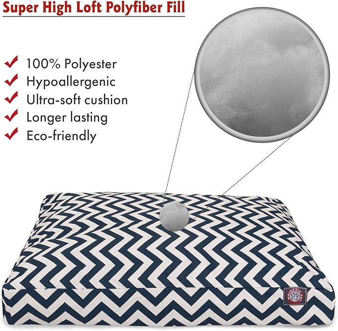 Majestic Pet Chevron Rectangle Dog Bed Washable – Non Slip Comfy Pet Bed – Crate Bed with Removable Washable Cover – Kennel Bed for Sleeping, Polyester Fiber, Large, Navy
