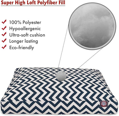 Majestic Pet Chevron Rectangle Dog Bed Washable – Non Slip Comfy Pet Bed – Crate Bed with Removable Washable Cover – Kennel Bed for Sleeping, Polyester Fiber, Large, Navy