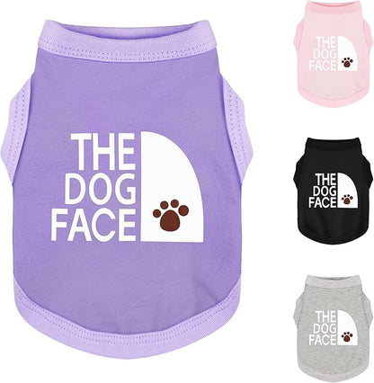 Comfortable and Breathable Dog Shirt: Soft, Lightweight Cotton Dog Clothes with 'The Dog Face' Print, Perfect for Everyday Wear, Small and Medium Breeds - Personality Canine Attire Purple XXL