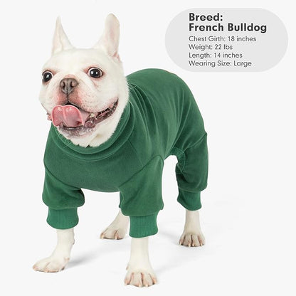 cyeollo Dog Pajamas Large, Stretchable Fleece Pet Onesie Coat for Small Dogs Pjs Warm Doggie Jumpsuit Soft Cold Weather Dog Clothes Outfits, Green L