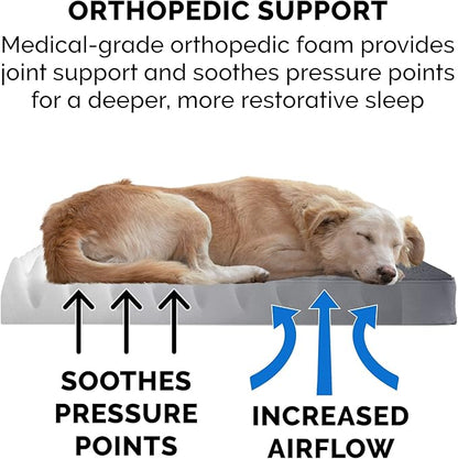 Furhaven Orthopedic Dog Bed for Large Dogs w/ Removable Washable Cover, For Dogs Up to 95 lbs - Terry & Suede Mattress - Gray, Jumbo/XL
