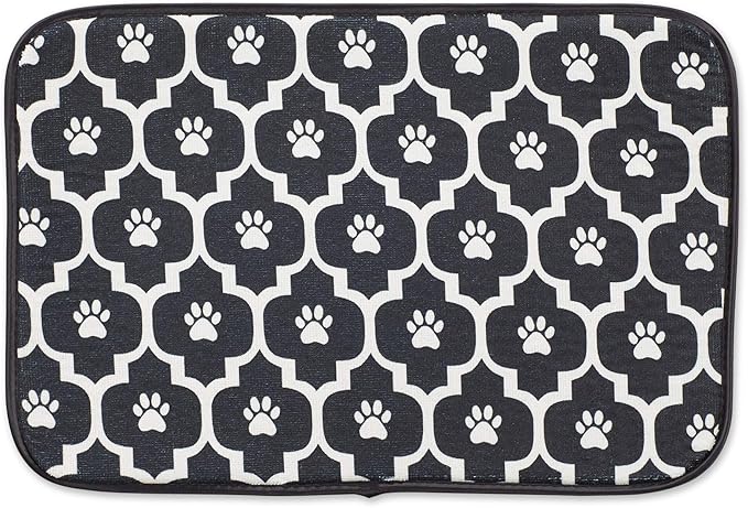 Bone Dry Machine Washable, Ultra Absorbent Pet Mat, 12x18, Black/Off-White Lattice