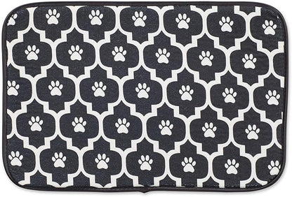 Bone Dry Machine Washable, Ultra Absorbent Pet Mat, 12x18, Black/Off-White Lattice