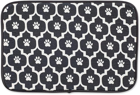 Bone Dry Machine Washable, Ultra Absorbent Pet Mat, 12x18, Black/Off-White Lattice