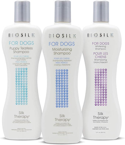 BioSilk Silk Therapy Whitening Dog Shampoo, Brightening Pet Shampoo with Silk Protein for White and Light Colored Coats, Enhances Shine and Softness, pH Balanced Dog Wash, 12 Fl Oz - 2 Pack