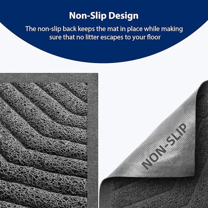 WePet Cat Litter Box Mat(No. 02-2), Kitty Premium PVC Pad, Durable Trapping Rug, Phthalate Free, Urine-Resistant, Scatter Control, XXL 47 x 36, Grey