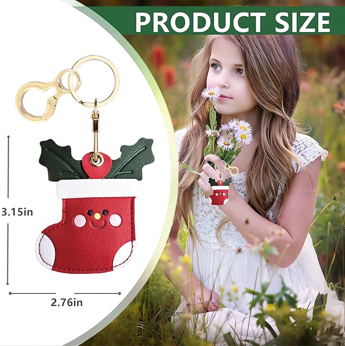 Leather Keychain Holder Case Compatible with AirTag,Cute Protective Cover with Keyring,Anti-Scratch Finder GPS Tracker Case for Wallet Keys,bag,pets,Backpack(Socks)