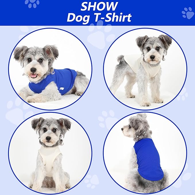 2 Pack Dog Clothes for Small Dogs Summer Dog Shirt Vest Girl Boy Lightweight Puppy T-Shirts Blank Soft and Cool Pet Clothing Sleeveless Medium Large Dog Outfit (White+Blue, Large)