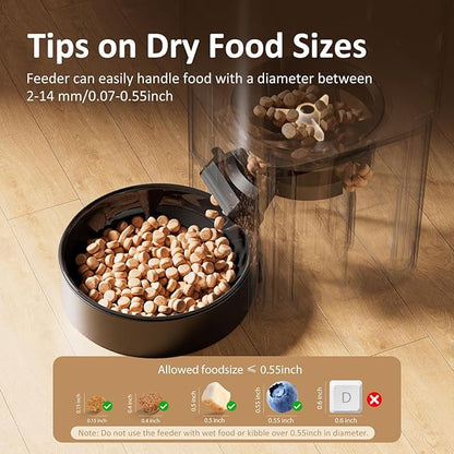 Automatic Cat Feeder 5G WiFi, Automatic Pet Feeder with APP Remote Control, 5L Cat Dry Food Dispenser Dual Power,10 Meals Programmable 1-15 Portion Control Auto Dog Feeders for Cats,Puppy