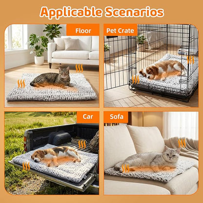 Self Warming Cat Bed, 31.5" x 23.6" Reversible Two-Sided Use Self Heating Cat Pad, Reflects Body Heat, Washable, Thermal Non Electric Heating Mat, for Cats, Small Dogs