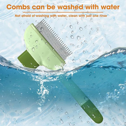 Cat Hair Brush & Dog Brush, Deshedding Brush for Long or Short Haired Pets, Removes Loose Fur, Durable Stainless Steel & ABS Design (green)