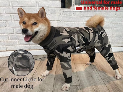 Xqpetlihai Dog Onesie Surgery Recovery Suit for Medium Large Dogs Recovery Shirt for Abdominal Wounds or Skin Diseases Bodysuit Dogs Pajamas (M,C)