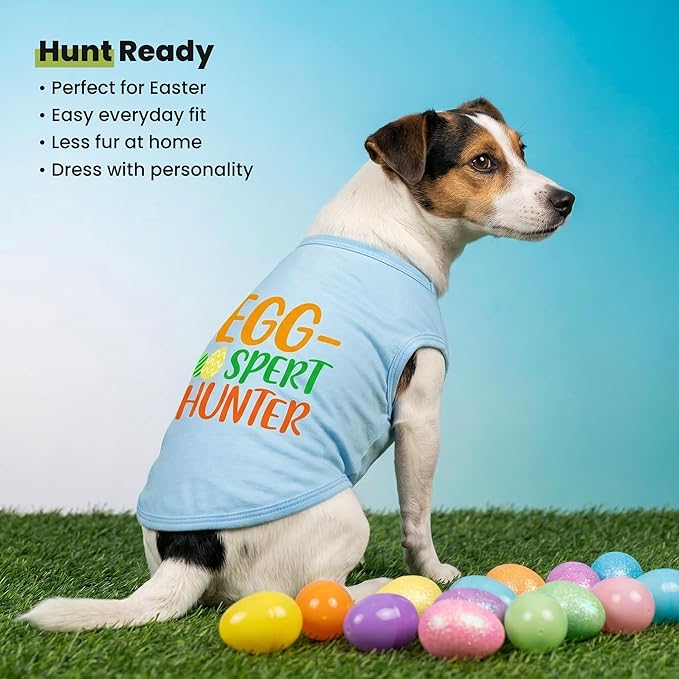 Fitwarm Egg-spert Hunter Dog Easter Outfit, Summer Clothes for Small Dogs Boy Girl, Pet Outfit, Blue, Red, Green, Orange, XL