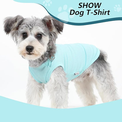 2 Pack Dog Clothes for Small Dogs Summer Dog Shirt Vest Girl Boy Lightweight Puppy T-Shirts Blank Soft and Cool Pet Clothing Sleeveless Medium Large Dog Outfit (Light Blue+Dark Cyan, Medium)