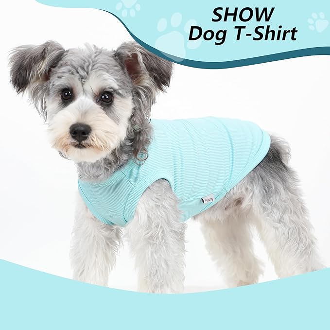 2 Pack Dog Clothes for Small Dogs Summer Dog Shirt Vest Girl Boy Lightweight Puppy T-Shirts Blank Soft and Cool Pet Clothing Sleeveless Medium Large Dog Outfit (Light Blue+Dark Cyan, Small)