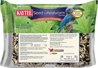 Kaytee Wild Bird Seed & Mealworm Seed Treat Cake, 6 Ounces