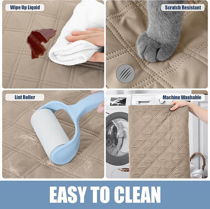 Smiry Waterproof Dog Bed Cover Pet Blanket, Soft Washable Dog Blanket for Furniture Bed Couch Sofa Reversible, Checkered (40"x90", Taupe/Beige)