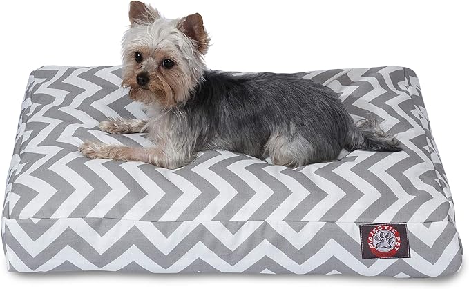Majestic Pet Chevron Rectangle Dog Bed Washable – Non Slip Comfy Pet Bed – Crate Bed with Removable Washable Cover – Kennel Bed for Sleeping, Polyester Fiber, Small, Gray
