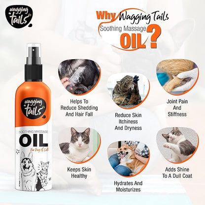 Wagging Tails 6-in-1 Soothing Oil - 6.76 fl oz for Dogs & Cats | Coconut Oil for Skin & Coat | Helps Hydrate & Moisturize Hair | Improve Coat Shine and Softness