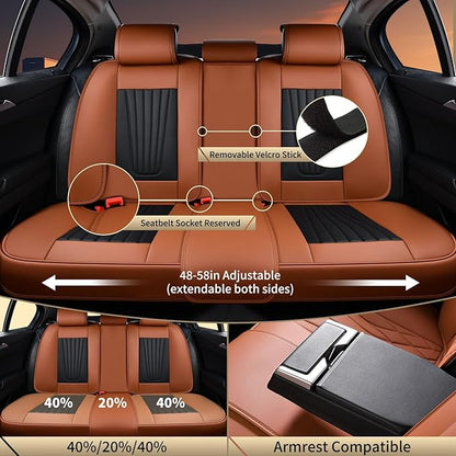 FLORICH Car Seat Covers, Premium Leatherette Car Seat Covers Front Seats, Breathable Car Seat Cushion for Cars, Automotive Seat Protectors for Most Sedans Cars SUV Trucks, Black&Brown