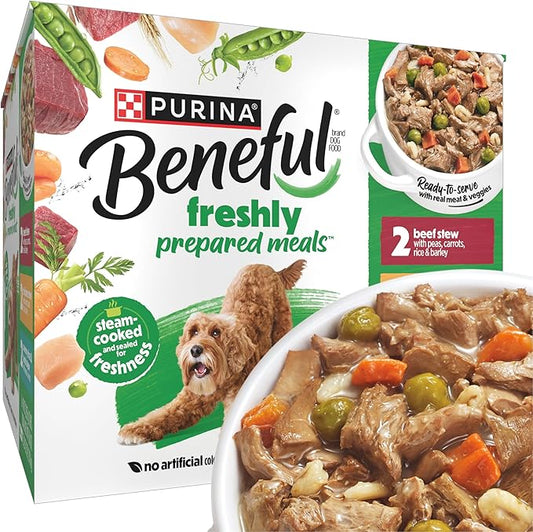 Purina Beneful Protein Gravy Wet Dog Food Variety Pack Freshly Prepared Meals Stew - (Pack of 6) 10 oz. Tubs